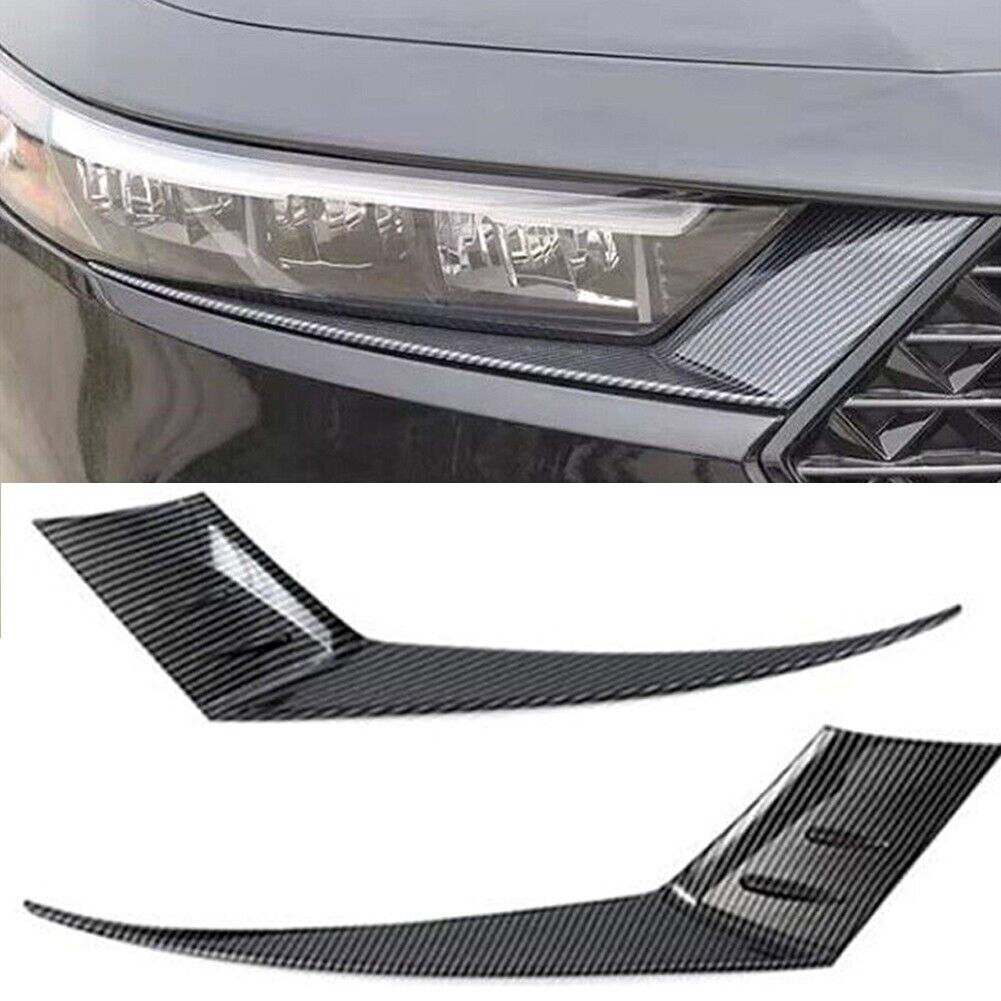 Carbon Style Front Headlight Eyebrow Cover Trim 2023 2024 Honda Accord