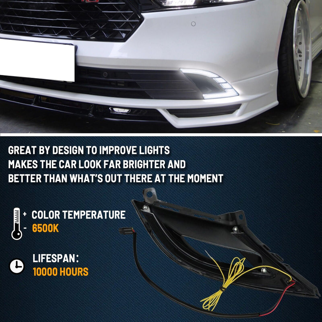 LED Front Bumper Fog Light 2023-2024 Honda Accord w/ DRL Amber Turn Signal Lamp