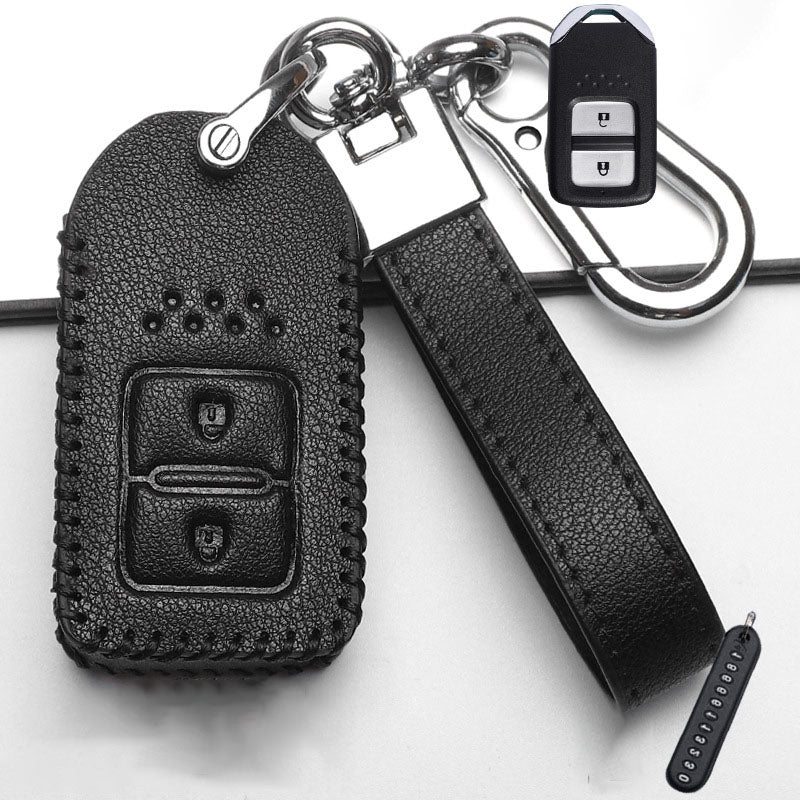 Car Key Leather Case Cover For 2016-21 Honda Civic Accord HRV CRV