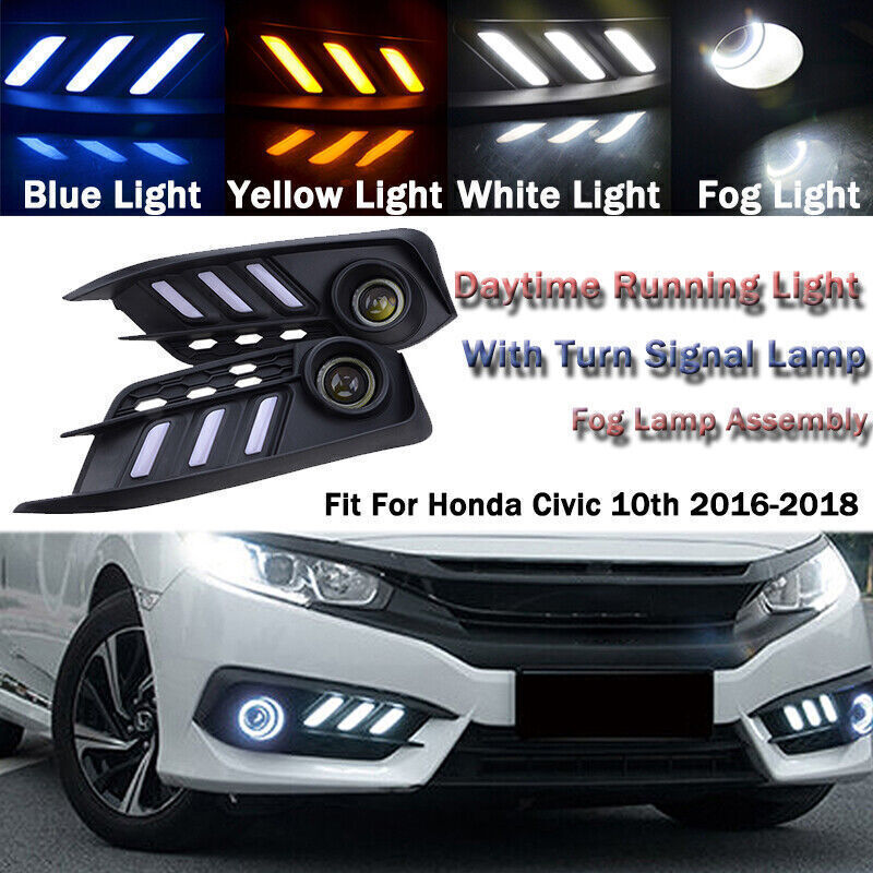 S3 Style LED Fog DRL Light 2016 2018 Honda Civic