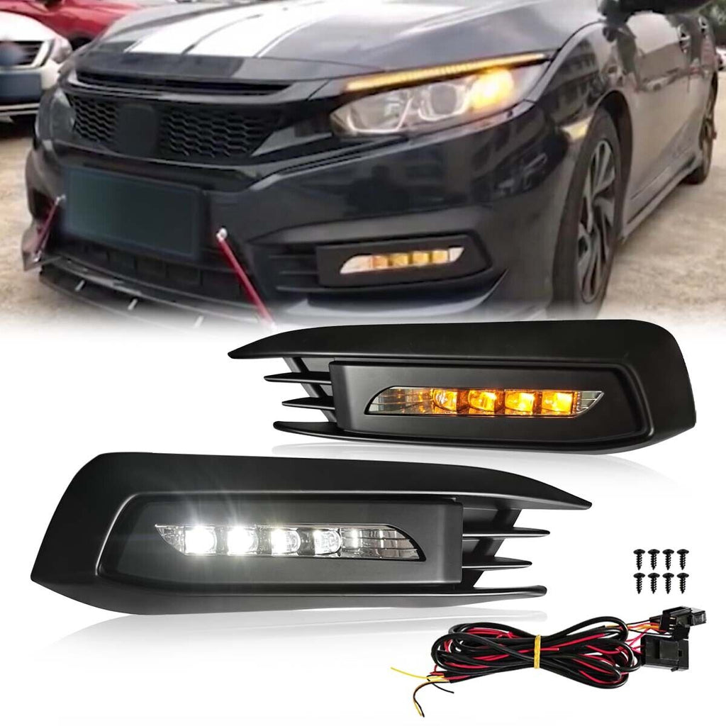 S4 Style LED Sequential DRL Fog Lamp 2016-2018 Honda Civic