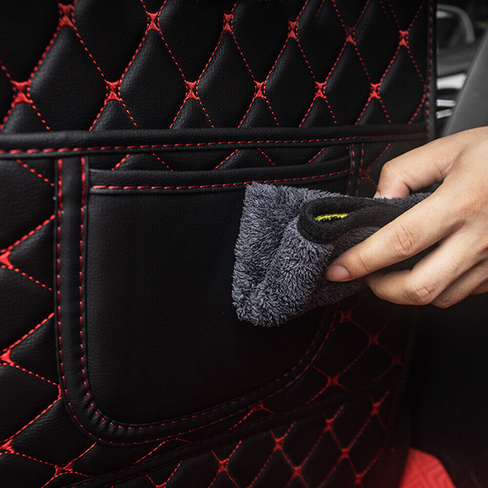 Car Seat Back Anti-Kick Pad Mat PU Leather Protector Storage Cover