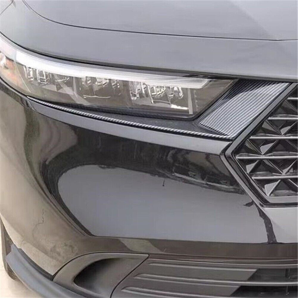 Carbon Style Front Headlight Eyebrow Cover Trim 2023 2024 Honda Accord