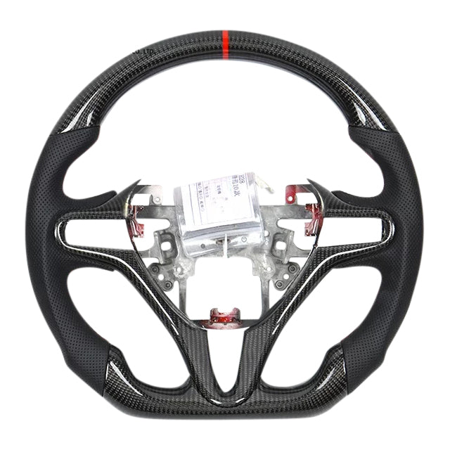 Black Leather Carbon Fiber Steering Wheel 2006+ Honda Civic