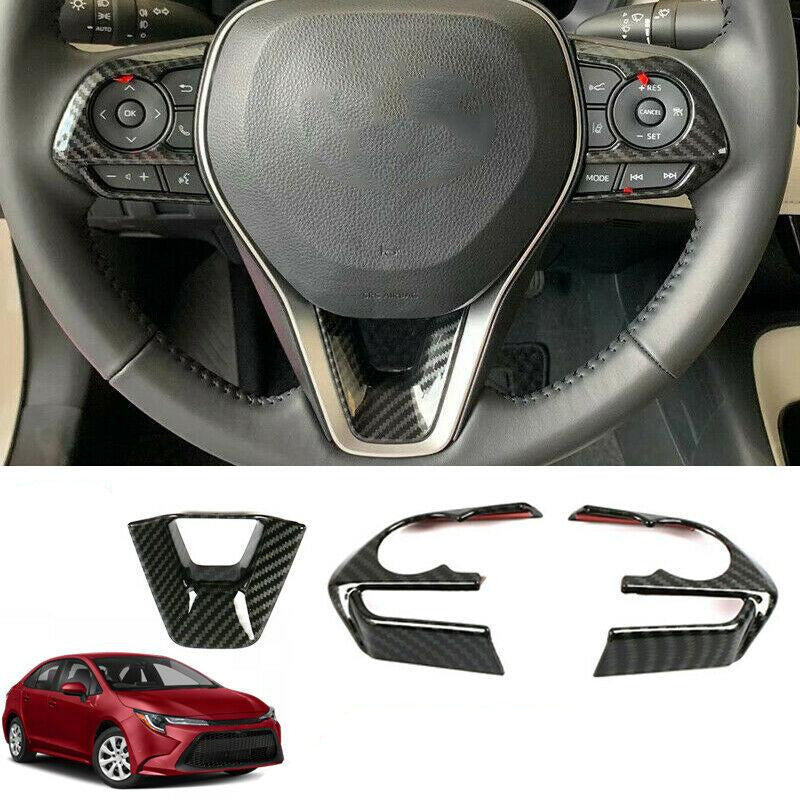 Carbon Fiber Style Steering Wheel Trim 2019+ Toyota Corolla Hatchback
