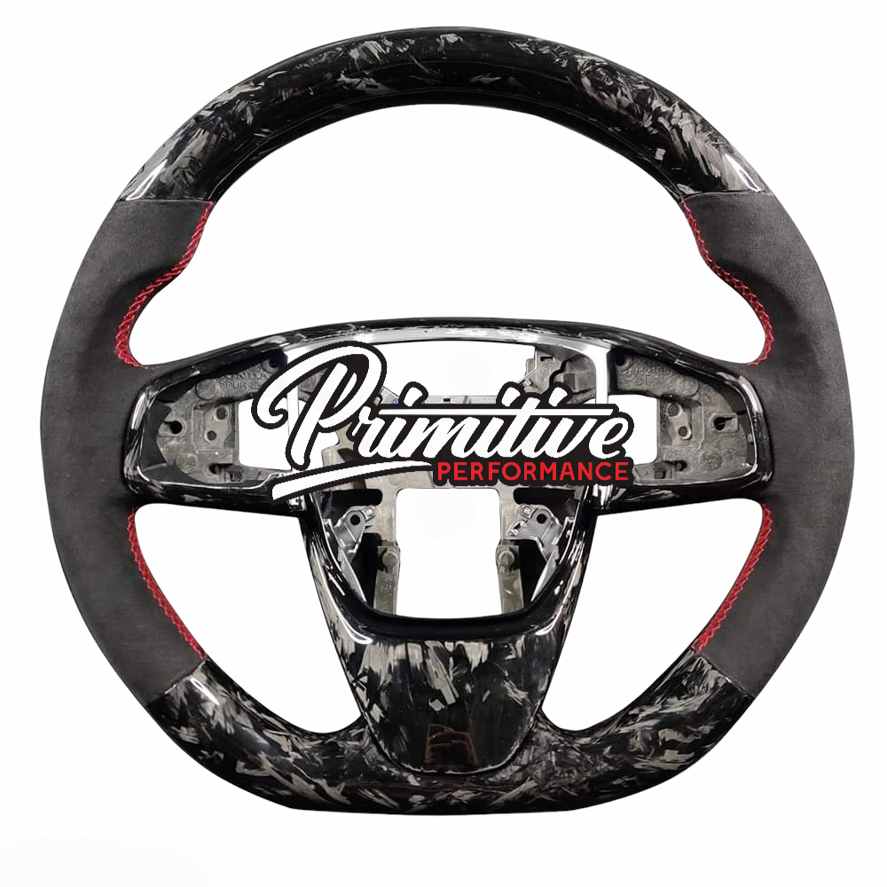 Black Alcantara Forged Carbon Fiber Steering Wheel 2016+ Honda Civic
