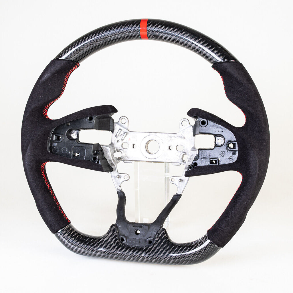 Black Alcantara Carbon Fiber Steering Wheel 2016+ Honda Civic