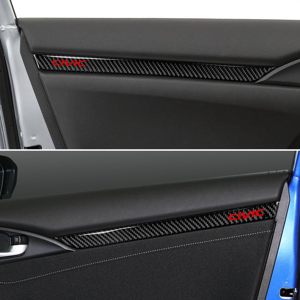 Carbon Style Door Panel Trim Cover 2016+ Honda Civic 10th Gen