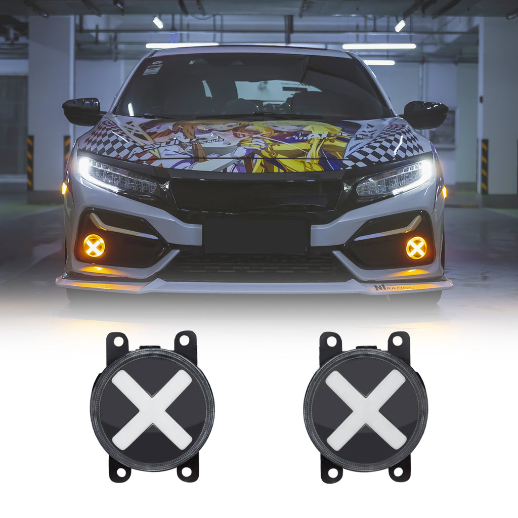 X Style Front LED Bumper Fog Lights 2017-2021 Honda Civic