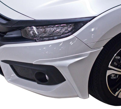 GT Style V2 Polyurethane Front Bumper Lip + Side Caps 2016+ Honda Civic