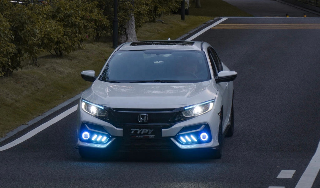 3 functions LED Front Bumper Fog Cover 2017+ Honda Civic Hatchback