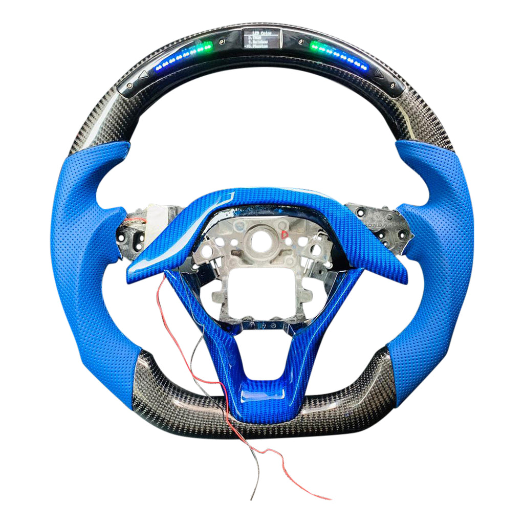 LED Display Blue Leather Carbon Fiber Steering Wheel Civic/Accord