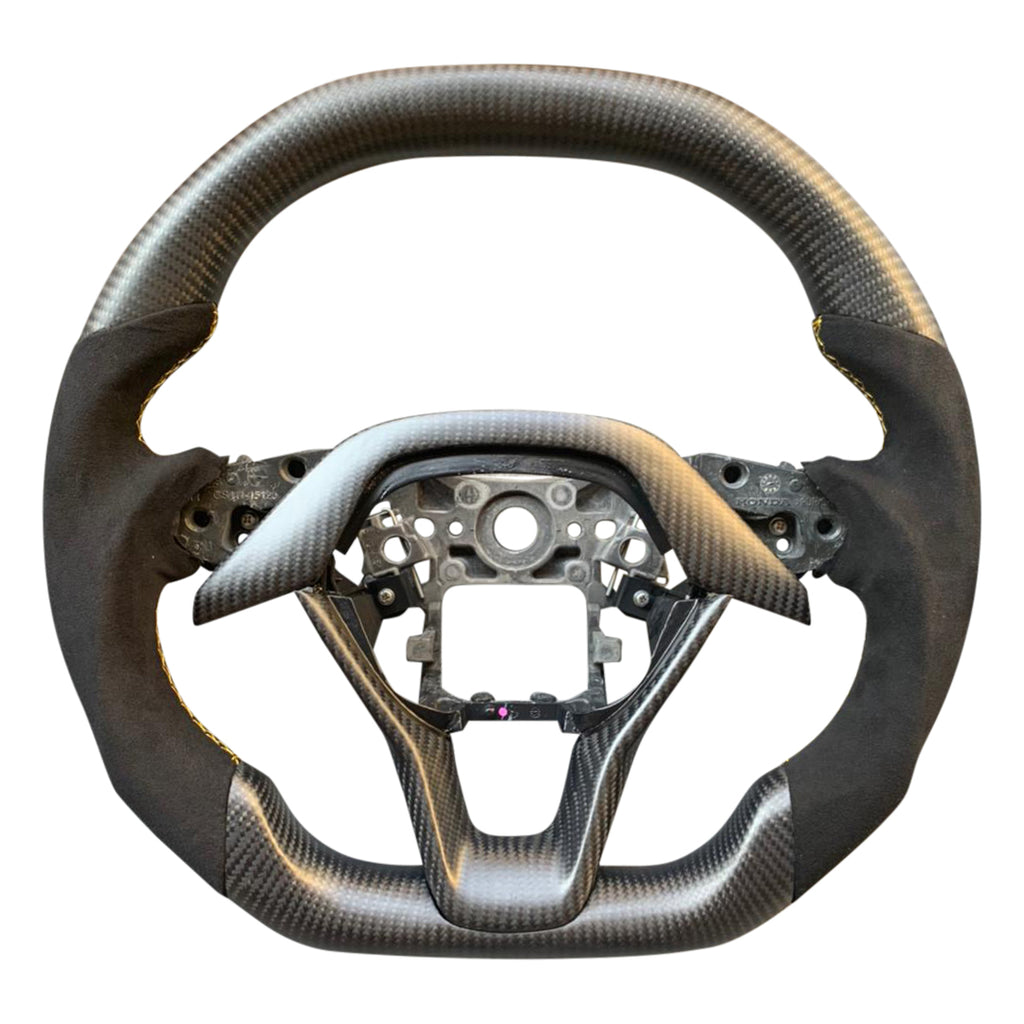 Black Alcantara Matte Carbon Fiber Steering Wheel 2018+ Honda Accord