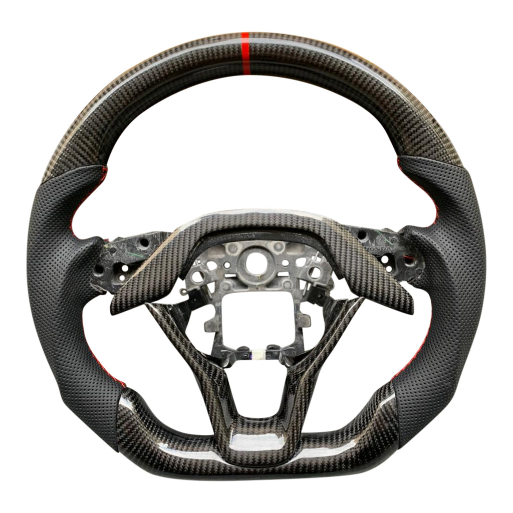 Black Leather Carbon Fiber Steering Wheel 2018+ Honda Accord