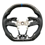 Black Leather Forged Carbon Fiber Steering Wheel 2016+ Honda Civic