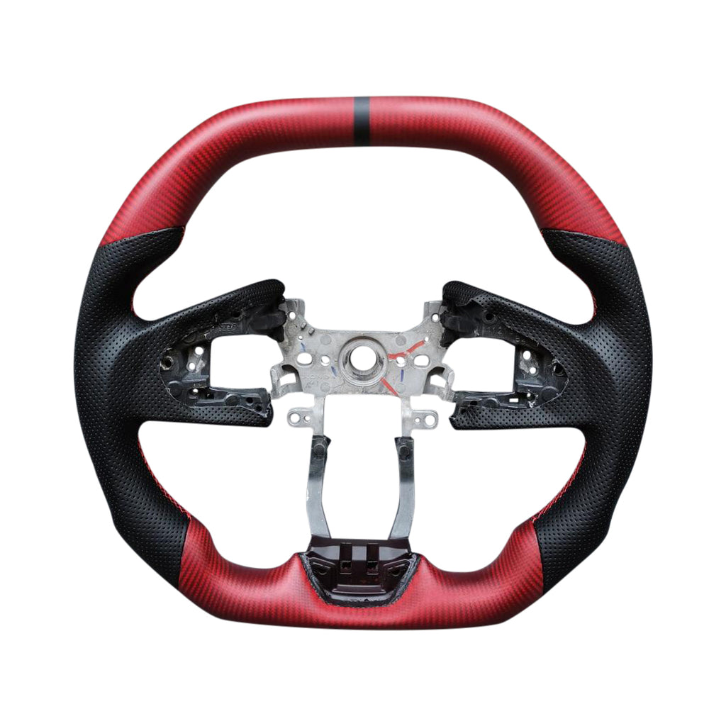 Matte Red Carbon Fiber Steering Wheel 2016+ Honda Civic