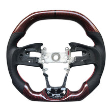 Load image into Gallery viewer, Cherry Red Carbon Fiber Steering Wheel 2016+ Honda Civic
