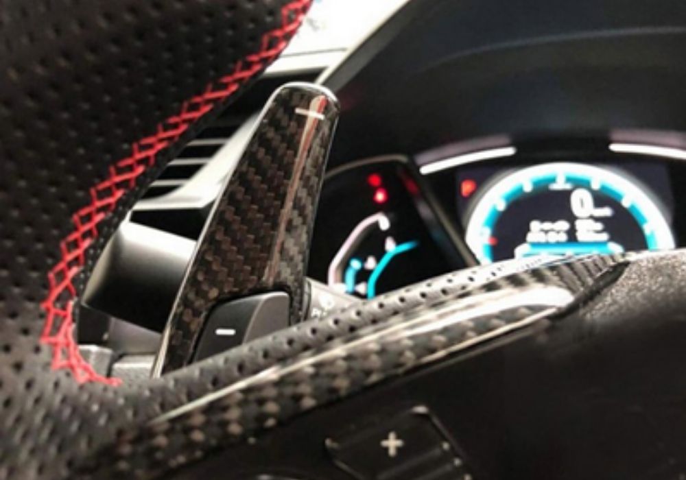 2pcs Carbon Fiber Steering Wheel Paddle Shifter Extension 2016+ Honda Civic