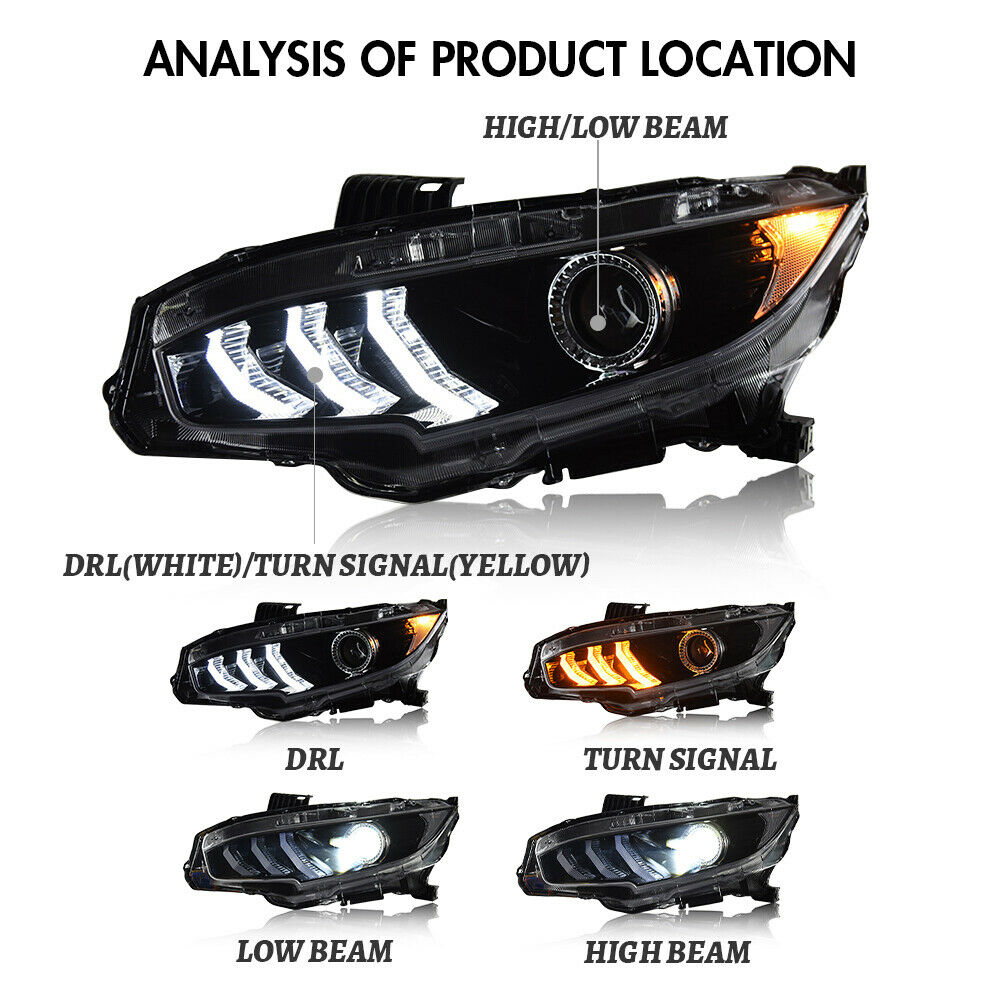 Bi-Xenon Projector LED Headlights 2016+ Honda Civic