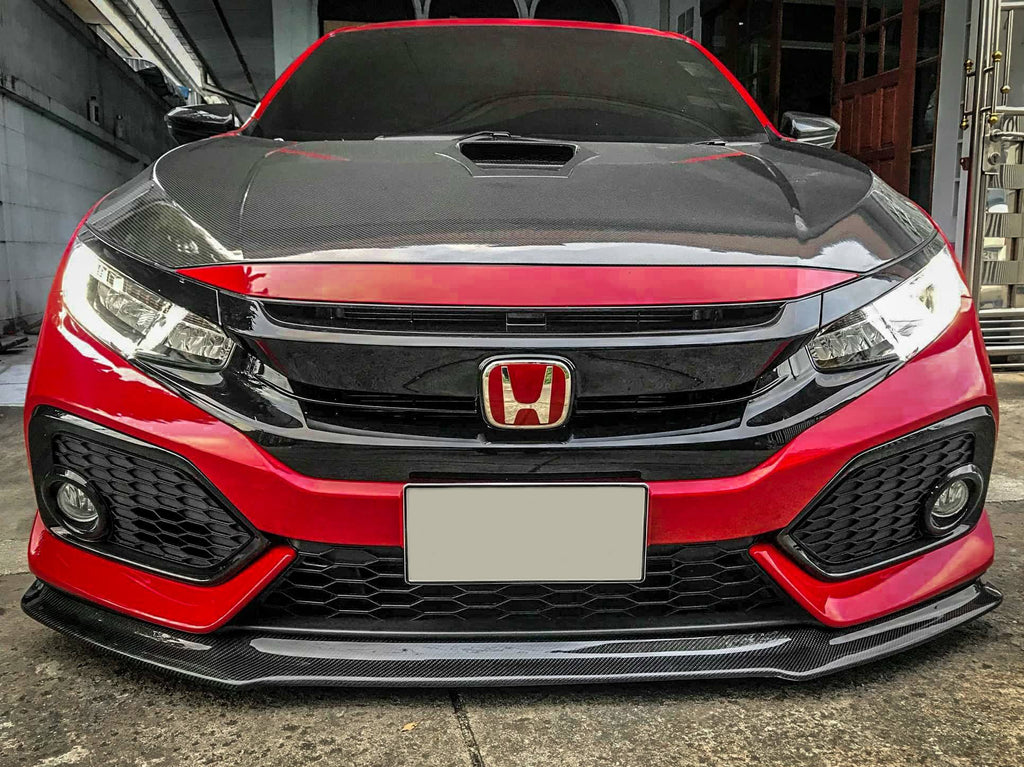 V4 Carbon Fiber Front Bumper Lip 2017+ Honda Civic