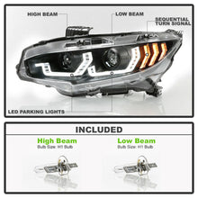 Load image into Gallery viewer, Black LED Tube Sequential Projector Headlights 2016+ Honda Civic