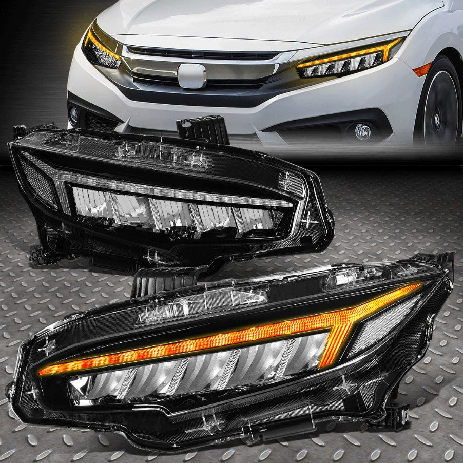 Huracan Style LED DRL+SEQUENTIAL Headlight 2016+ Honda Civic