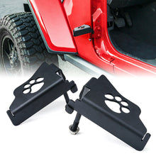 Load image into Gallery viewer, Front Black Steel Foot Pegs PAW Pattern 2018-2021 Jeep Wrangler JL