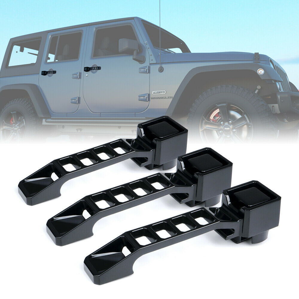 3pcs Black Aluminum Exterior Door Handles Kit 2007-2018 Jeep Wrangler JK