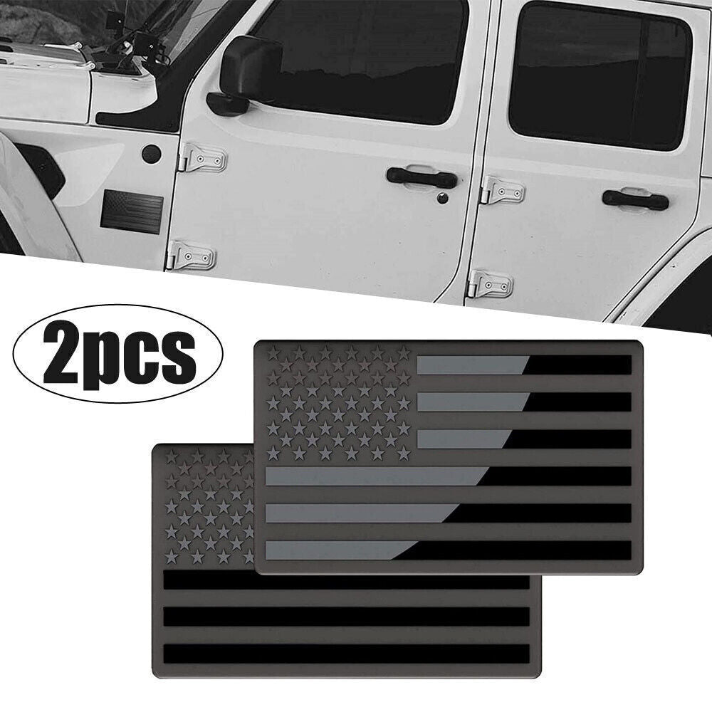 2X American US Flag Car Stickers Metal Emblem Badge
