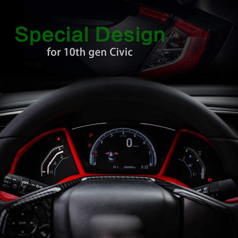 Red Inner Dashboard Panel Trim Cover 2016+ Honda Civic 10th Gen