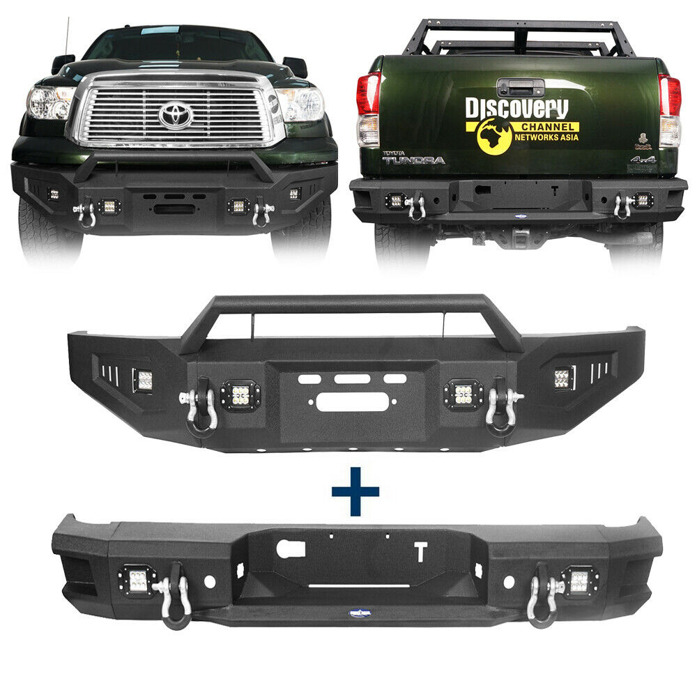 Texture Steel Front+Rear Bumper w/ LED Floodlights Toyota Tundra 2007-2013