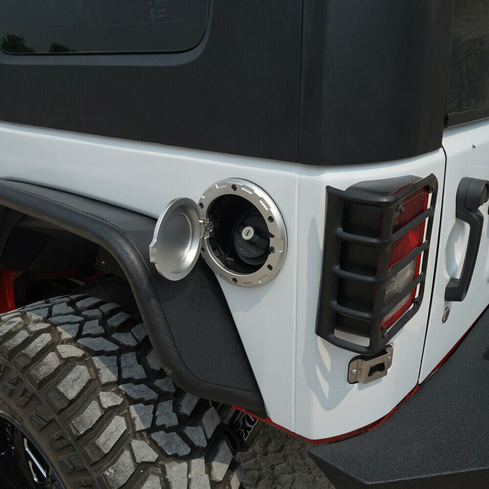 Hooke Road Fuel Filler Door Cover Gas Tank Cap Silver 2007-2018 Jeep Wrangler JK