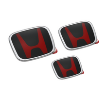 Load image into Gallery viewer, 3pcs Black &amp; Red FRONT+REAR+STEERING Emblem 2018+ Honda Accord