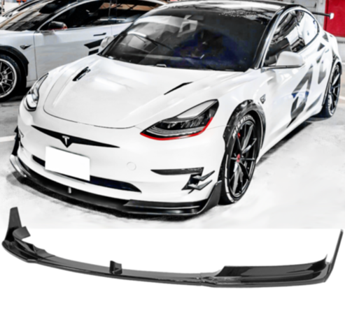 V Style Front Bumper Lip 5PC PP 2017+ Tesla Model 3