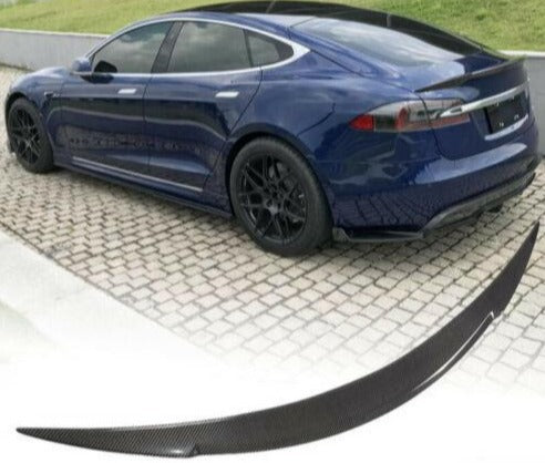 V1 Style Carbon Fiber Rear Trunk Spoiler 2012+ Tesla Model S Sedan