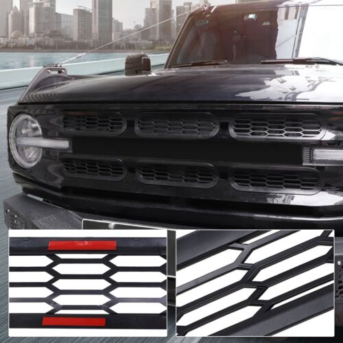 Black Front Grille Inserts Mesh Net Cover Trim 2021-2023 Ford Bronco