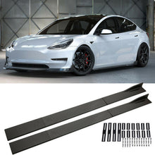 Load image into Gallery viewer, Carbon Fiber Style Side Skirts Extension Splitters 2012-2022 Tesla Model 3 Y