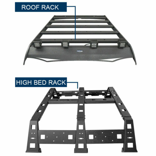 Black Steel Roof Cargo Rack+ Bed Cross Bar Combo Toyota Tacoma 2005-2022
