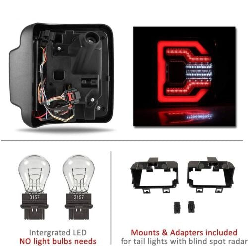 CS Style LED Tail Lights Sequential Signal Smoked Pair 2018-2022 Jeep Wrangler JL/JLU