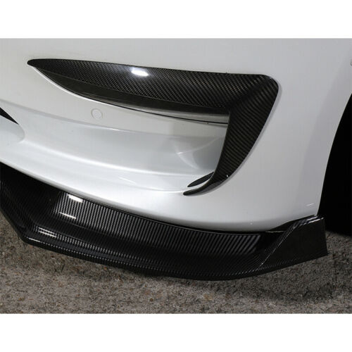 VR Style Carbon Fiber Front Bumper Lip 2016+ Tesla Model 3
