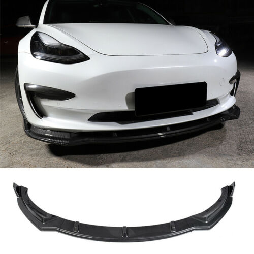 VR Style Carbon Fiber Front Bumper Lip 2016+ Tesla Model 3