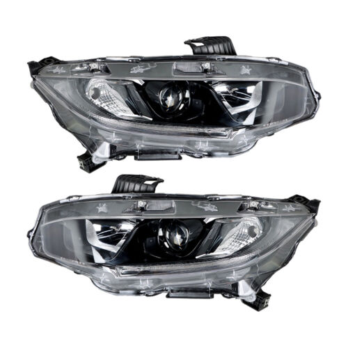 Black Halogen Projector Headlights Headlamps 2016+ Honda Civic