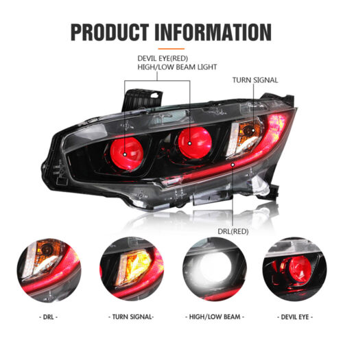 Demon Eyes Style LED DRL Headlight 2016+ Honda Civic