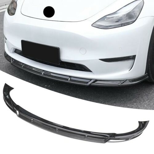 V2 Carbon Fiber Style Front Bumper Lip 2020+ Tesla Model Y