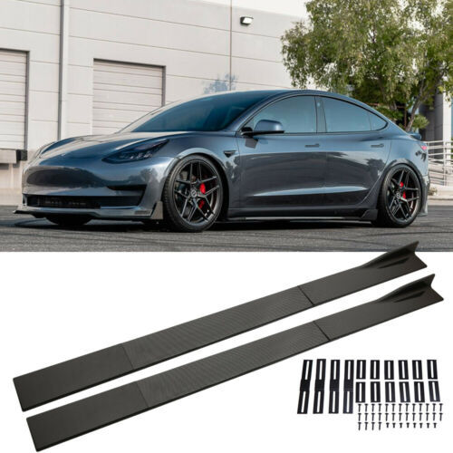 Carbon Fiber Style Side Skirts Extension Splitters 2012-2022 Tesla Model 3 Y
