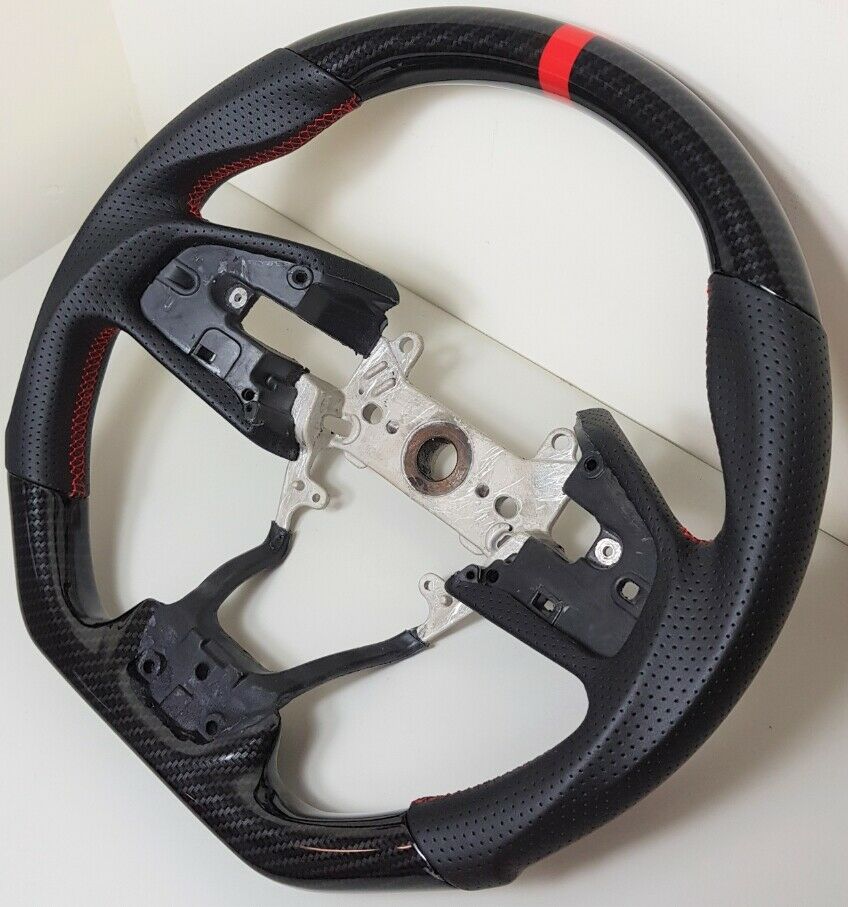 Black Leather Carbon Fiber Steering Wheel 2016+ Honda Civic